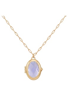 "Guess Gold-Tone Removable Stone Oval Locket Pendant Necklace, 18"" + 3"" extender - TANZ"
