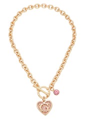 GUESS Heart Logo Pendant Necklace in Gold And Pink at Nordstrom Rack