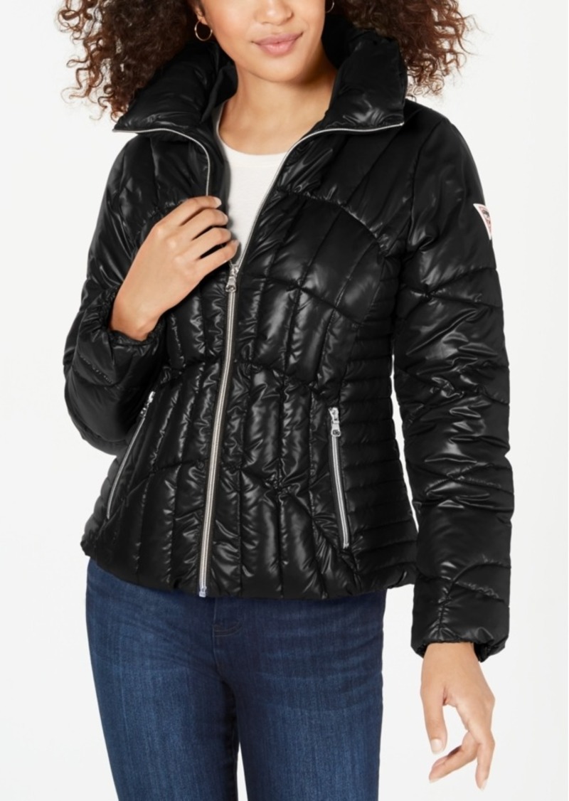 guess high shine puffer coat