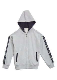 GUESS Kids' Organic Cotton Zip-Up Hoodie in Light Stone Heather Grey at Nordstrom