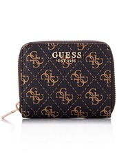 GUESS womens Laurel Small Zip Around Wallet Brown Logo one size US