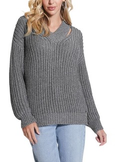 GUESS Lise Sparkle Cutout V-Neck Sweater