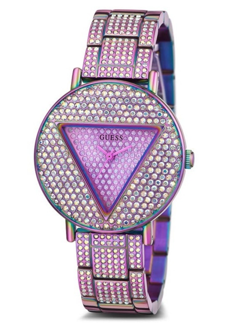 GUESS Logo Crystal Pavé Iridescent Bracelet Watch