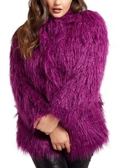 GUESS Maurizia Faux Fur Coat in Night Purple at Nordstrom