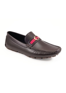 Guess Men's Aurolo Moc Toe Slip On Driving Loafers - Dark Brown, Red