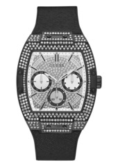Guess Men's Black Crystal Leather and Silicone Flex Strap Watch 43x51MM