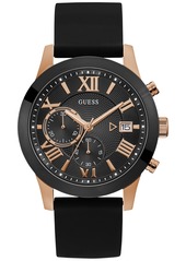 Guess Men's Black Silicone Strap Watch 45mm - Black