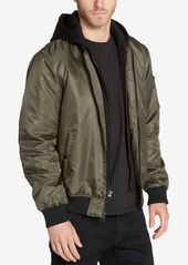 Guess Men's Bomber Jacket with Removable Hooded Inset