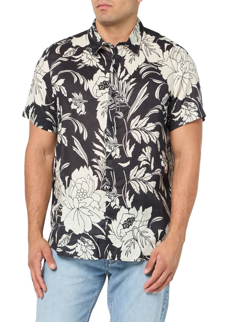 GUESS Men's Eco Island Linen  Short Sleeve Shirt