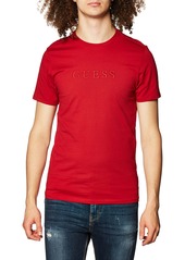 GUESS Men's Essentials Short Sleeve Pima Embroided Logo Crew