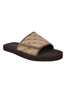 Guess Men's Hartz Branded Fashion Slide Sandals - Brown Logo Multi