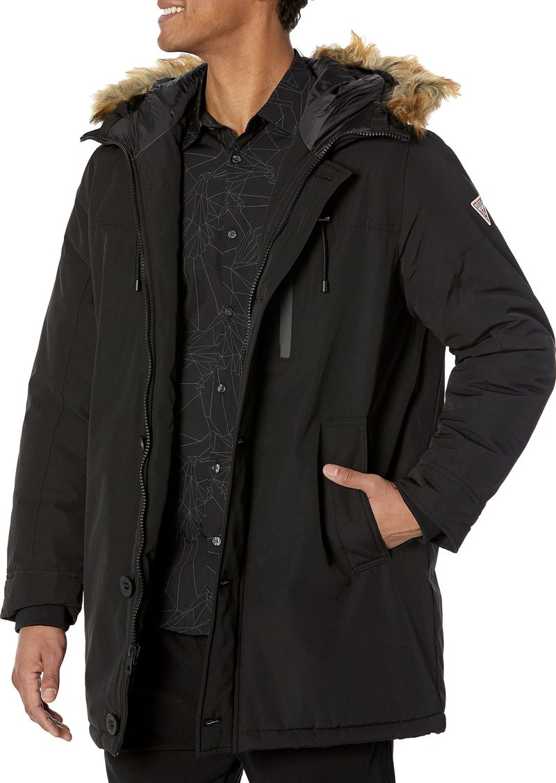 GUESS Men's Heavyweight Hooded Parka Jacket with Removable Faux Fur Trim  XX Large