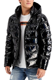 guess shiny puffer jacket mens