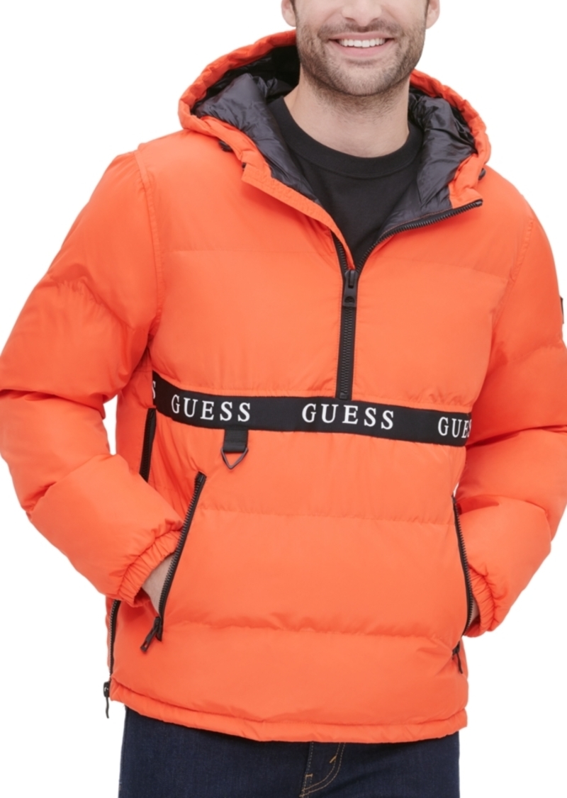 guess men's hooded popover puffer