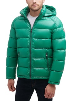 guess men's hooded puffer coat