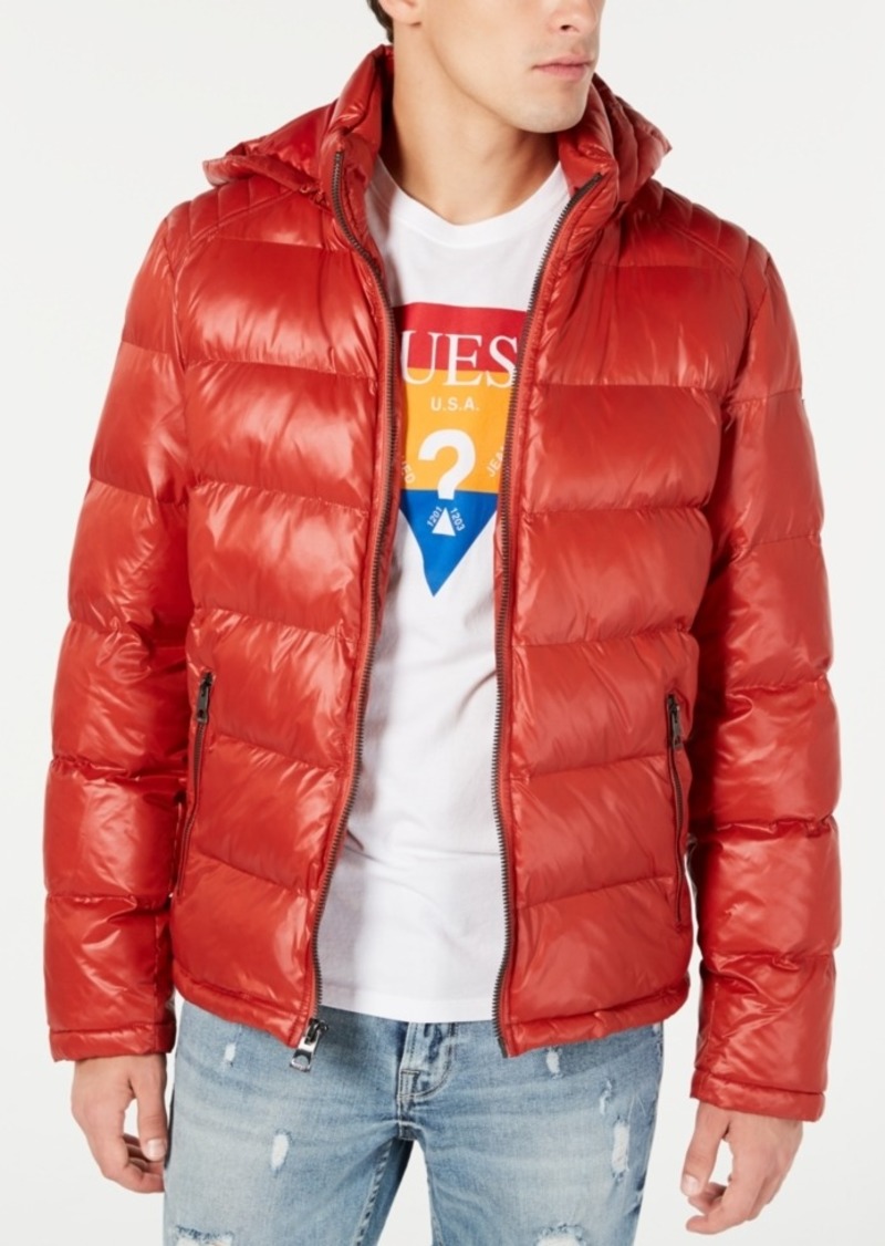 guess men's hooded puffer coat