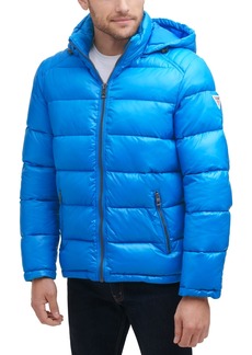 guess men's hooded puffer coat