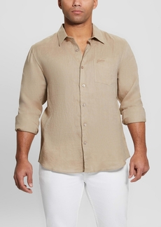 Guess Men's Island Linen Shirt - Tan