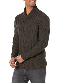 GUESS Men's Kyle Cable-Knit Shawl Sweater  M
