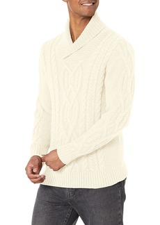 GUESS Men's Kyle Cable-Knit Shawl Sweater  L