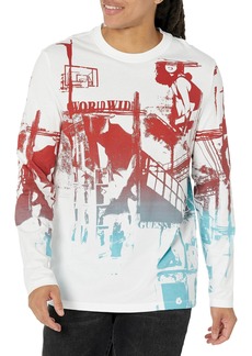 GUESS Men's Long Sleeve Eco Placed Print Tee