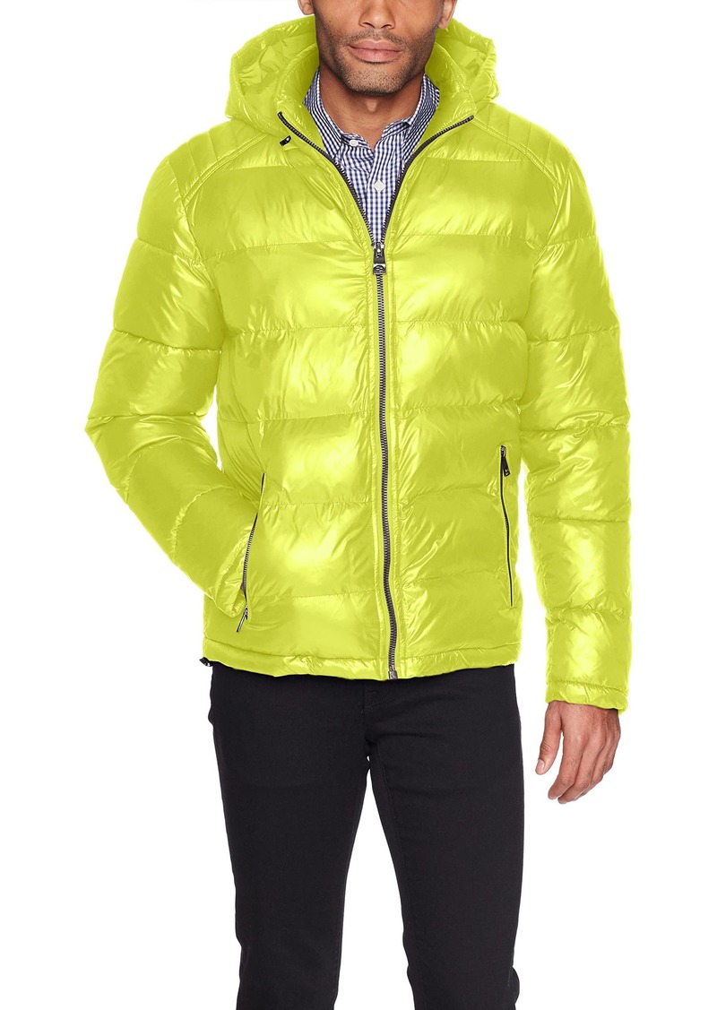 GUESS Men's Mid-Weight Puffer Jacket with Removable Hood