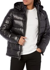 GUESS Men's Mid-Weight Puffer Jacket with Removable Hood