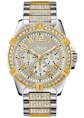 Guess Men's Pave Crystal-Set Two-Tone Stainless Steel Bracelet Watch 50mm