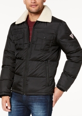 Guess Men's Quilted Jacket with Fleece Collar