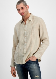 Guess Men's Regular-Fit Island Linen Shirt - NEUTRAL SAND MULTI