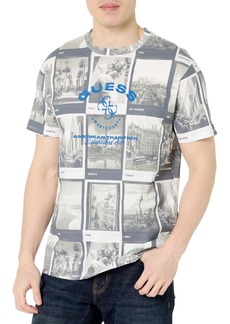 GUESS Men's Short Sleeve Basic City Postcard Tee