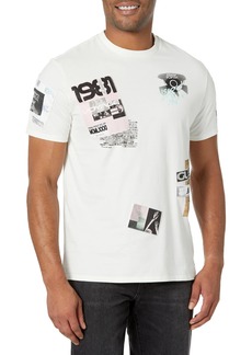 GUESS Men's Short Sleeve Basic Cosmic Collage Tee