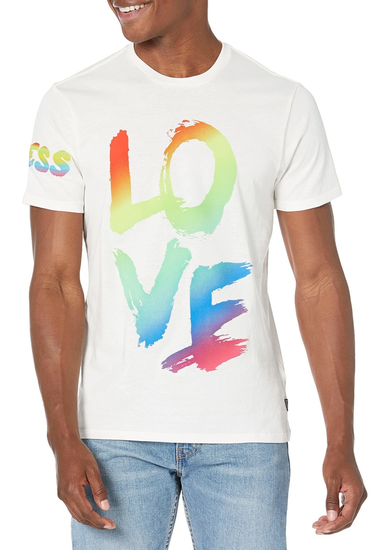 GUESS Men's Short Sleeve Basic Love Pride Tee