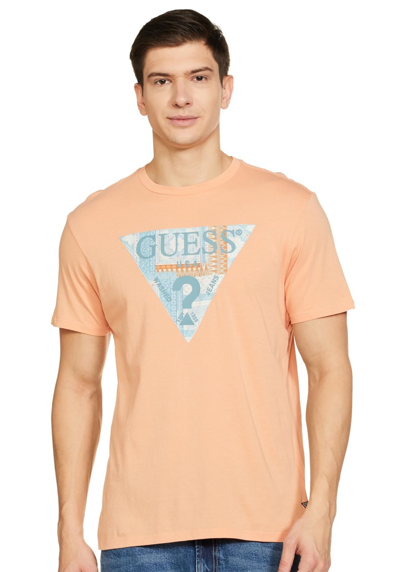 GUESS Men's Short Sleeve Basic Mosaic Tri Logo Tee