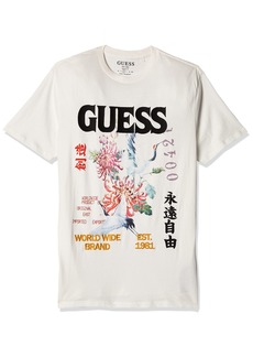 GUESS Men's Short Sleeve Basic Tokyo Collage Tee