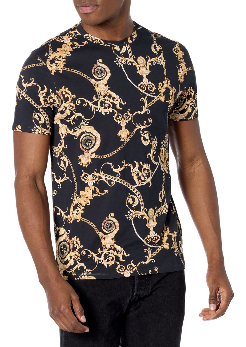 GUESS Men's Short Sleeve Black Print Tee