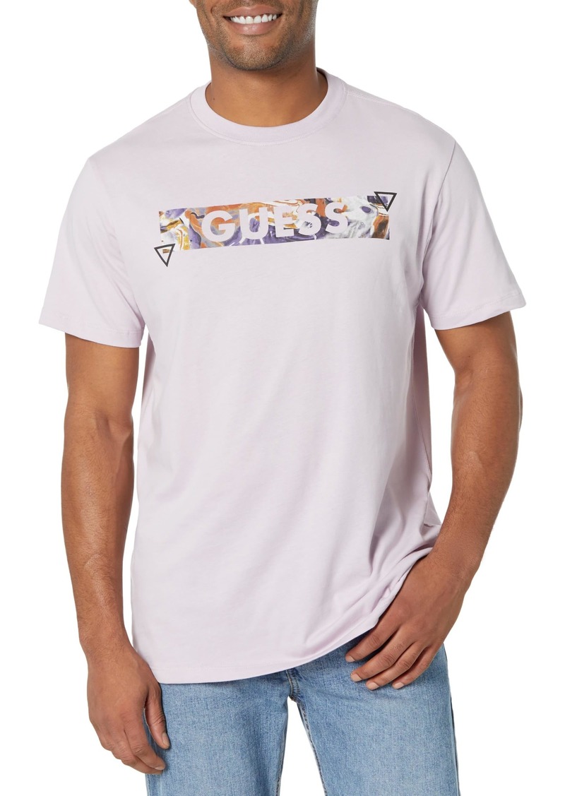GUESS Men's Short Sleeve Crew Neck Abstract Foil Tee