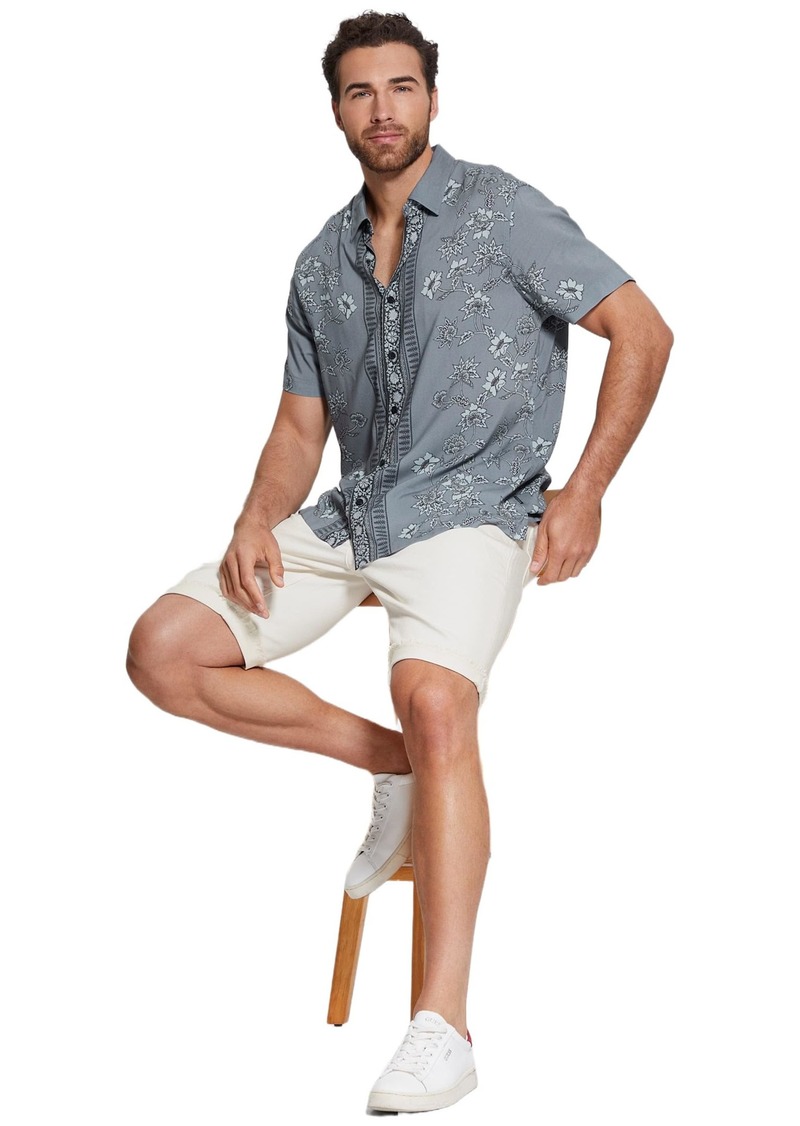 GUESS Men's Short Sleeve Eco Rayon Morocca Shirt