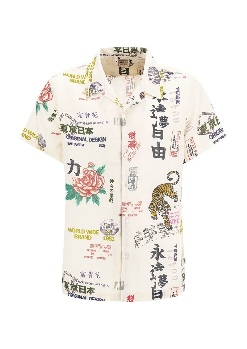GUESS Men's Short Sleeve Island Linen Est WST Shirt