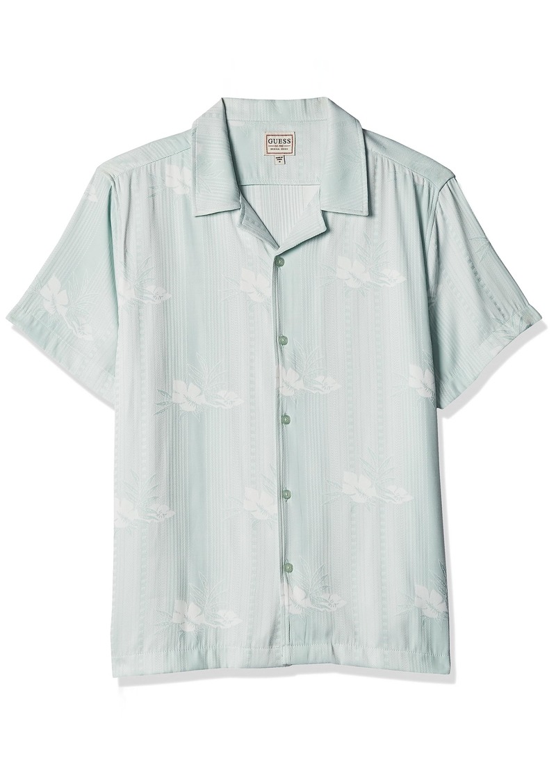 GUESS Men's Short Sleeve Roma Jacquard Shirt