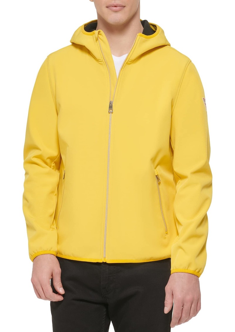 GUESS Men's Softshell Long Sleeve Hood Jacket