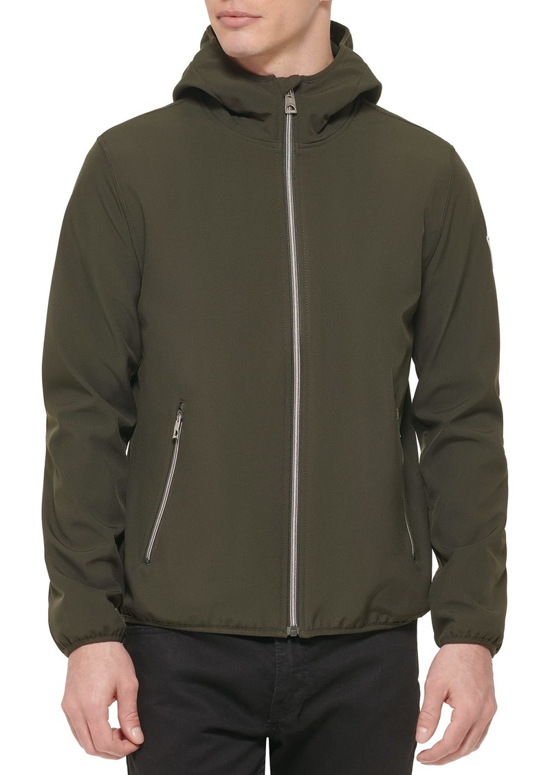 GUESS Men's Softshell Long Sleeve Hood Jacket