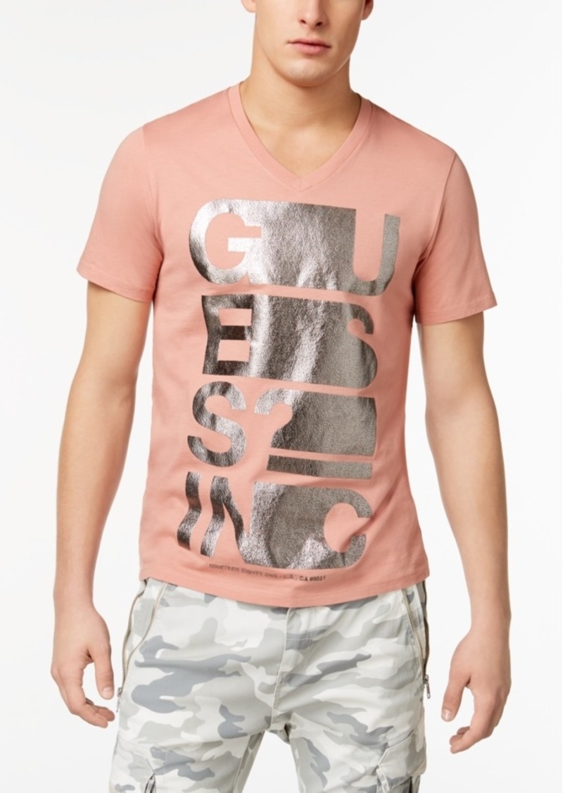 guess v neck t shirt mens