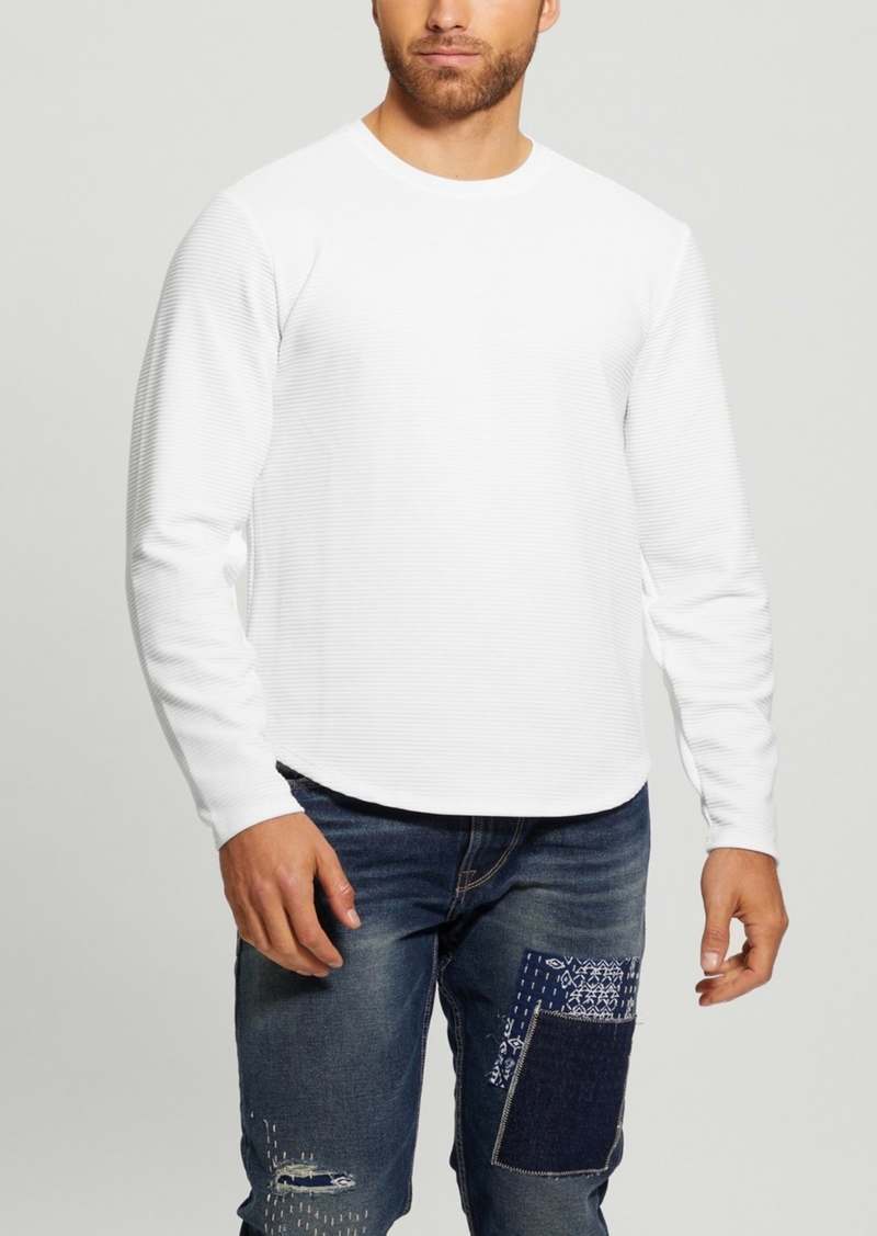 Guess Men's Textured Long-Sleeve T-shirt - Pure White