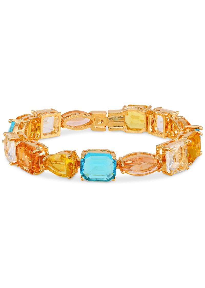 Guess Mixed Cut Crystal Statement Flex Bracelet - Gold/Aqua/Topaz/Light Peach