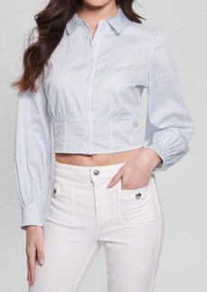 GUESS Monica Stripe Lace-Up Back Button-Up Shirt