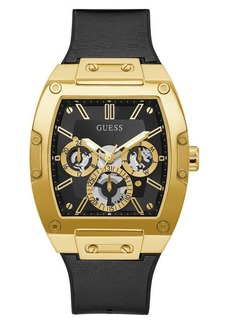 GUESS Multifunction Leather & Silicone Strap Watch