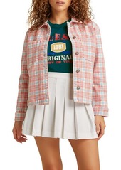 GUESS ORIGINALS Autumn Plaid Stretch Cotton Shirt Jacket in Red Multi at Nordstrom