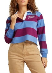 GUESS ORIGINALS Go Reilly Stripe Crop Cotton Rugby Shirt in Bohemian Red Multi at Nordstrom
