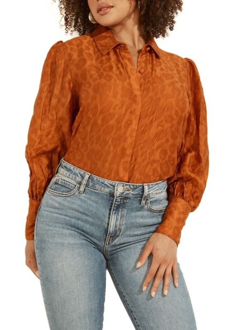 GUESS Raven Long Sleeve Button-Up shirt in Ginger Spice at Nordstrom